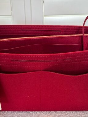 Red Felt Tote Organizer Insert with Multiple Pockets